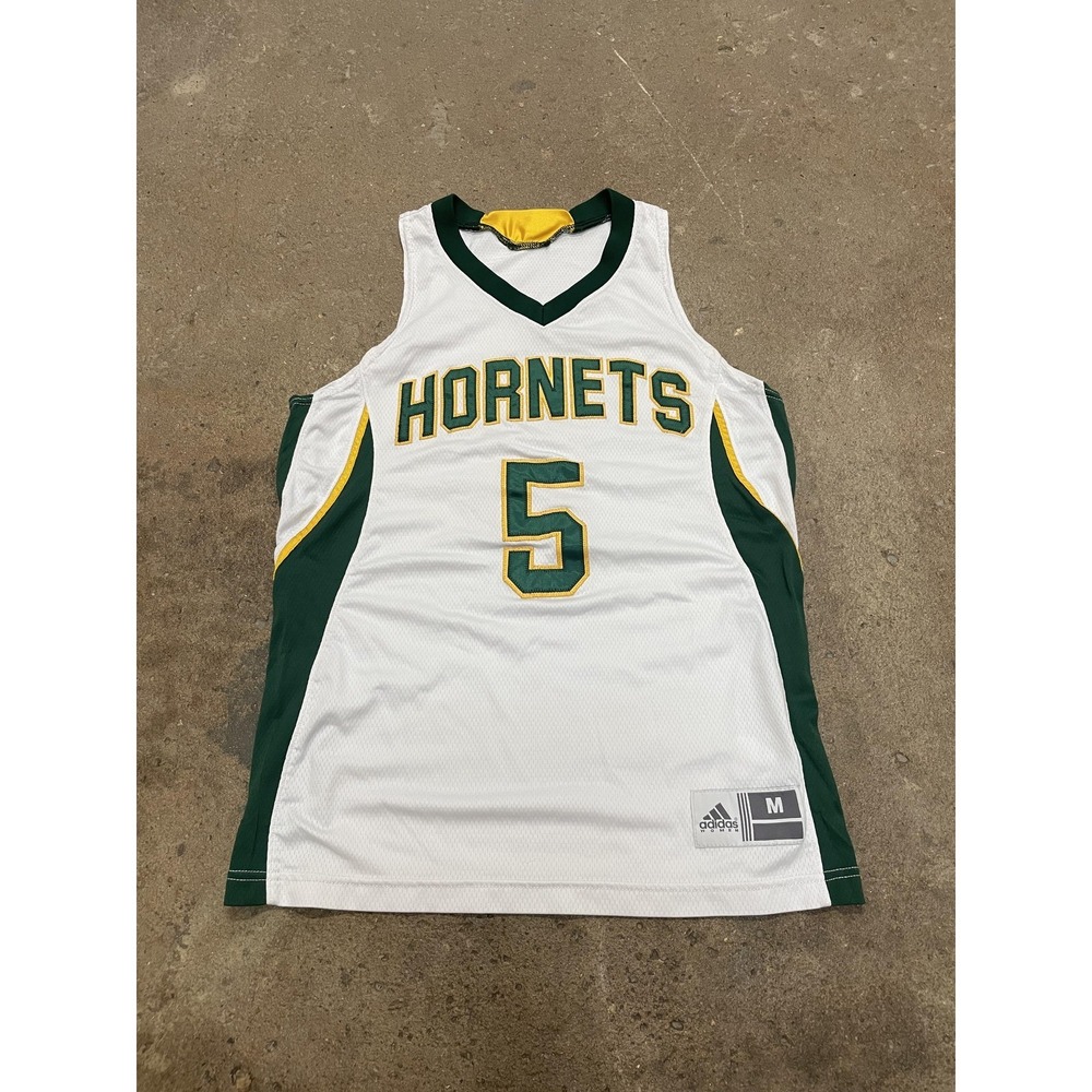 Hornets Jersey Womens Medium White Green Basketball Number 5 Mesh Adidas